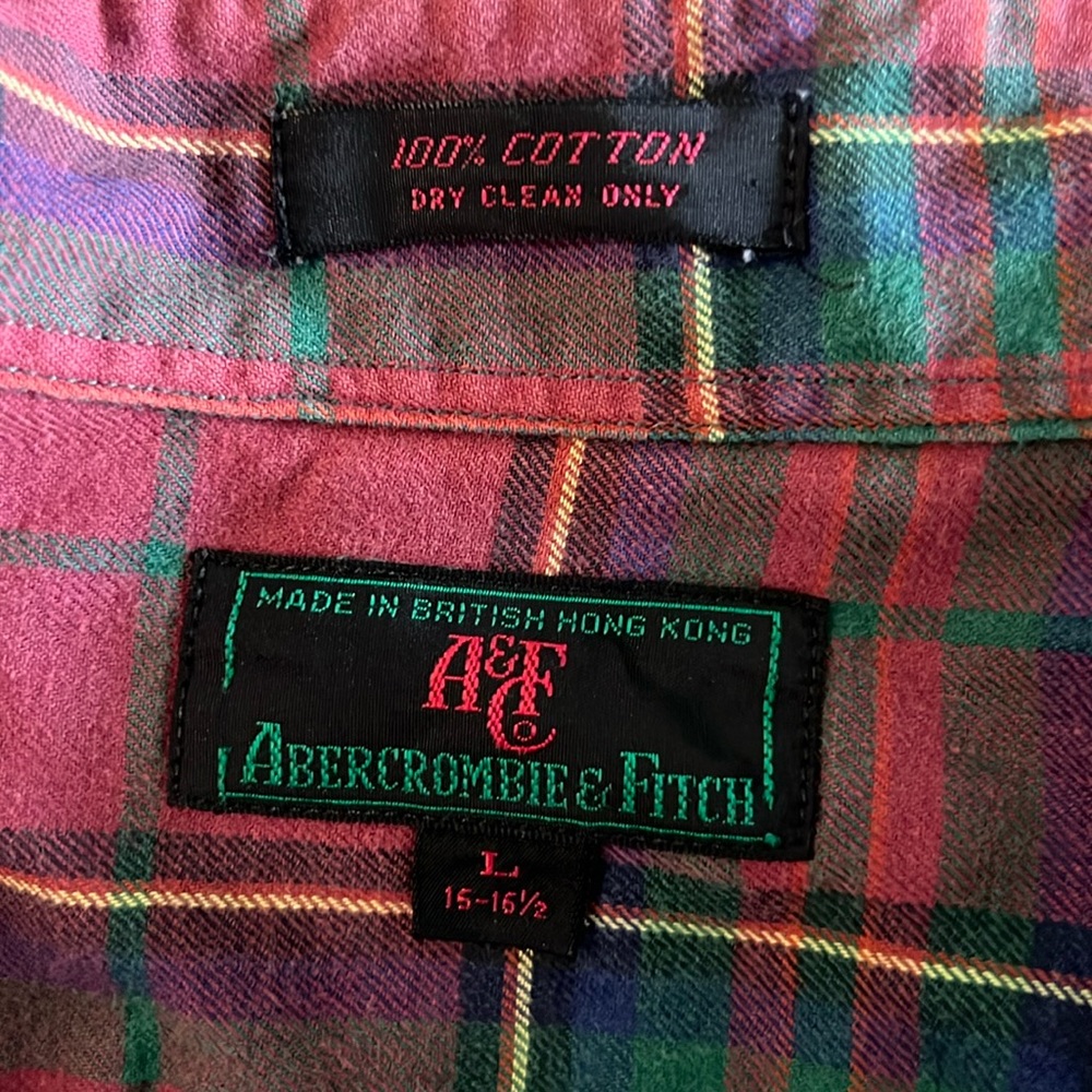 Large Abercrombie & Fitch Casual Red Plaid button down shirt